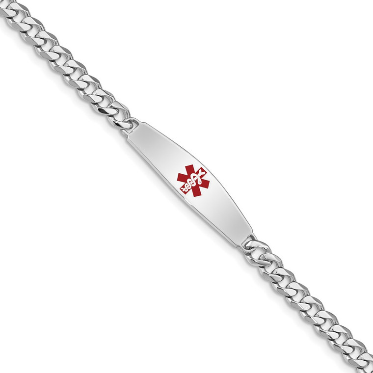 Sterling Silver Rhodium-plated Medical ID Bracelet w/Curb Link - XS-E36263C8-1425