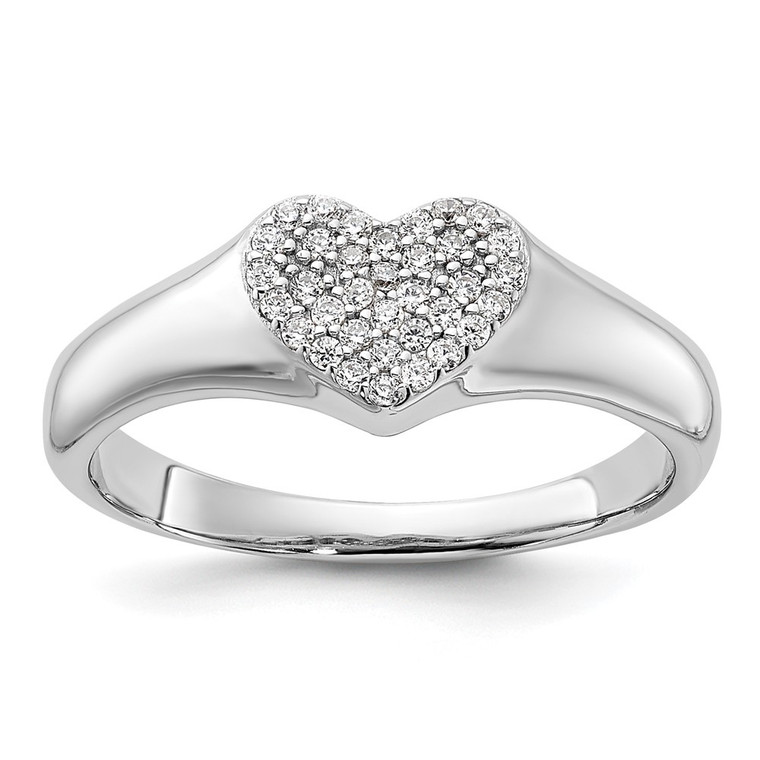 Sterling Silver Rhodium-plated Micro Pave CZ Heart Ring - QR-890DDBD7-6418