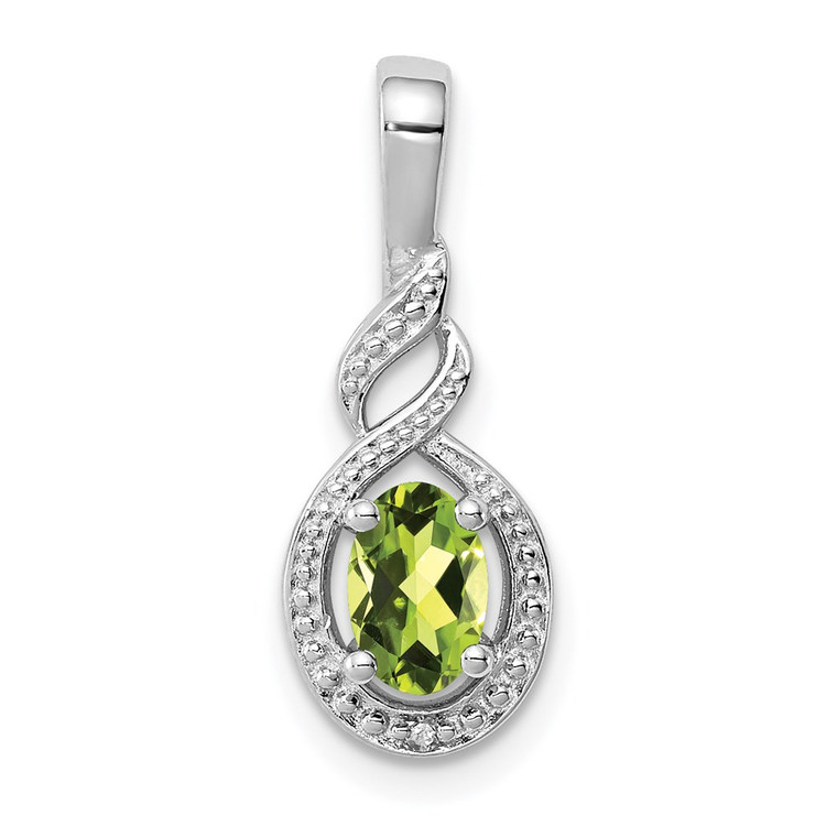 Sterling Silver Rhodium-plated Peridot & Diam. Pendant - QB-42B1D844-8135
