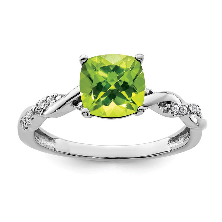 Sterling Silver Rhodium-plated Peridot and Diamond Ring - RM-97C7E7DD-8507