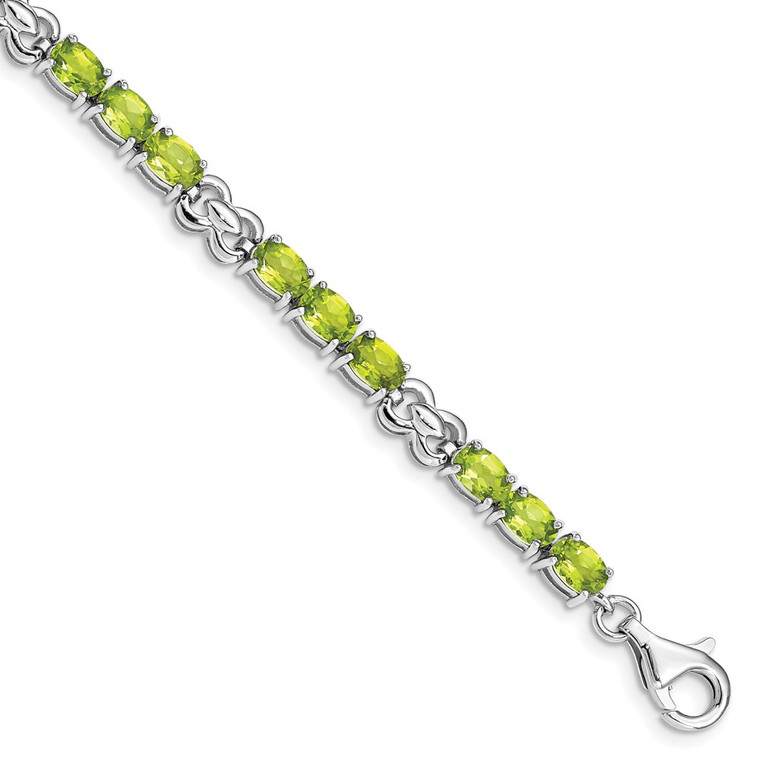 Sterling Silver Rhodium-plated Peridot Bracelet - QX-1A6A2F13-8975
