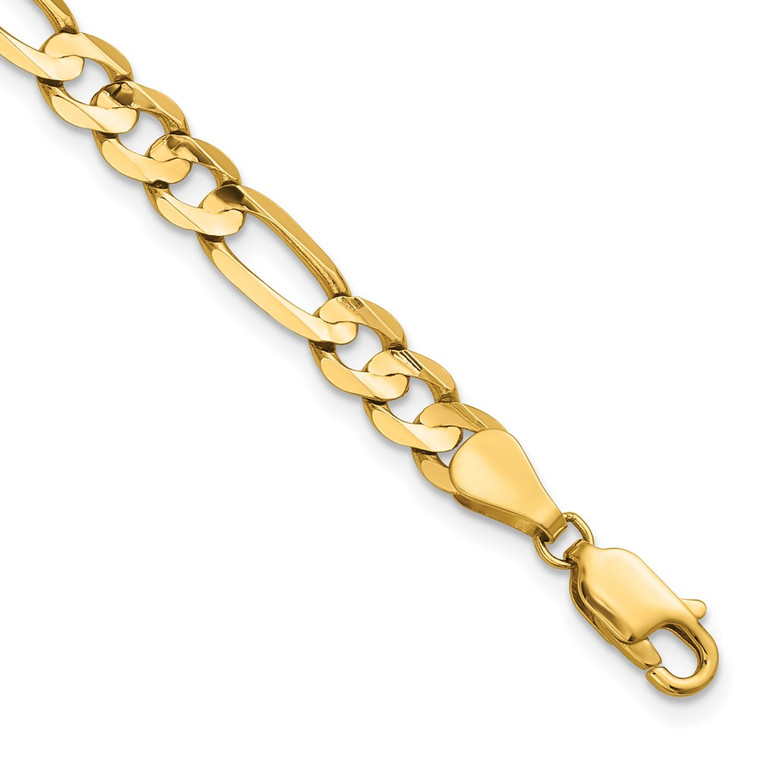 14K 7 inch 5.5mm Concave Open Figaro with Lobster Clasp Bracelet