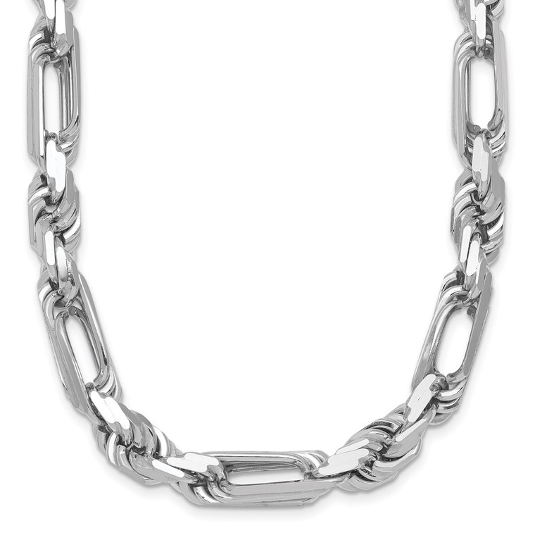 Sterling Silver Rhodium-plated Polished 8.00mm Figaro Rope Chain 20 inch Necklace
