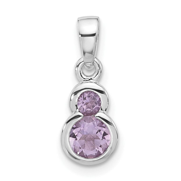 Sterling Silver Rhodium-plated Polished Amethyst Pendant - QP-11B598A8-7229