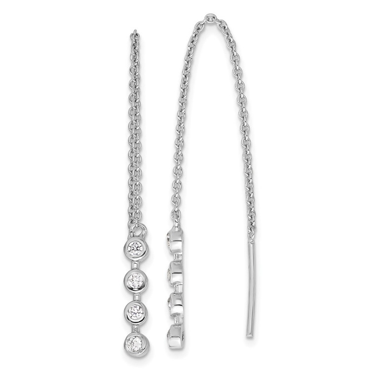 Sterling Silver Rhodium-plated Polished CZ Threader Earrings - QE-5C47C447-5466