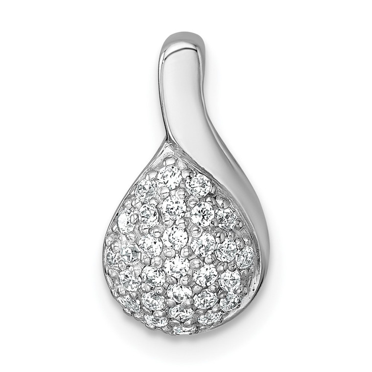 Sterling Silver Rhodium-plated Polished Fancy Teardrop CZ Chain Slide Pendant
