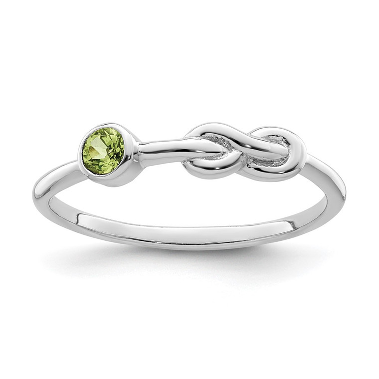 Sterling Silver Rhodium-plated Polished Infinity Peridot Ring - QB-93F3762C-9823