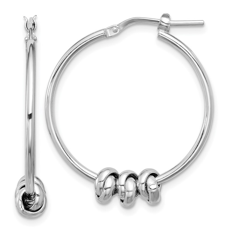 Sterling Silver Rhodium-plated Polished Love Knot Hoop Earrings - QE-3315A5A1-8207