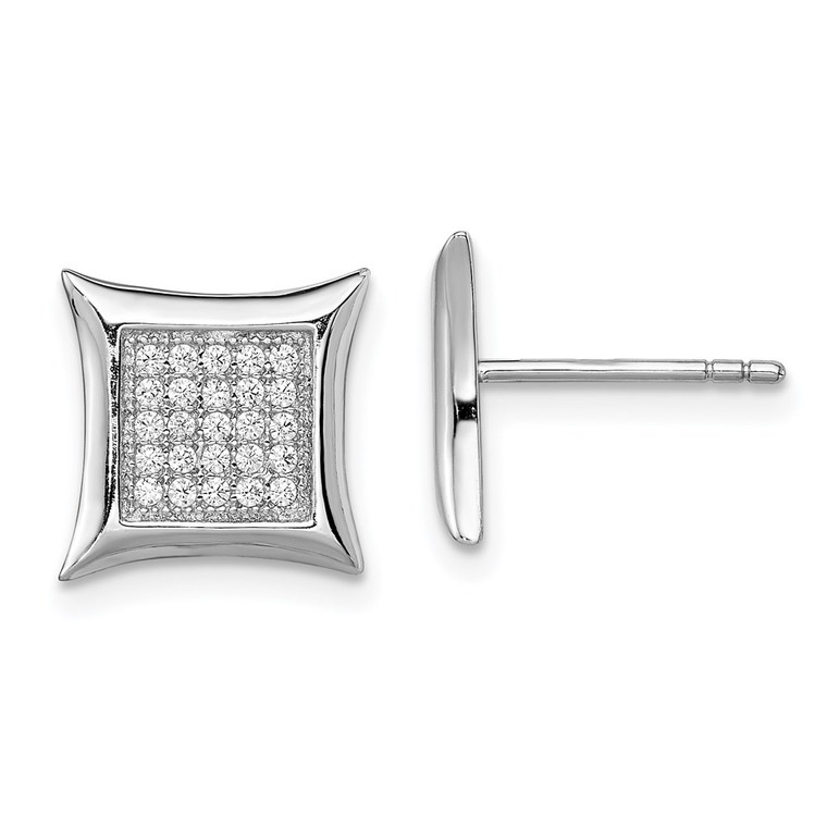Sterling Silver Rhodium-plated Polished Pav‚ CZ Square Post Earrings - QE-CBBE062F-9022