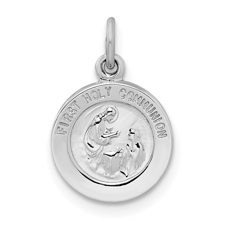Sterling Silver Rhodium-plated Polished Solid 1st Holy Communion Pendant - QC-20EE53F4-8982