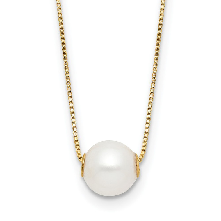 14k 7-8mm White Round Freshwater Cultured Pearl 18 inch Necklace