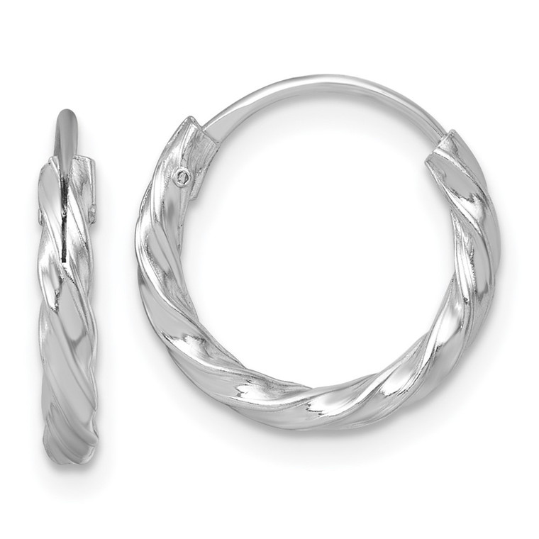 Sterling Silver Rhodium-plated Polished Twisted 2.25 x 15.5mm Round Endless Hoop Earrings