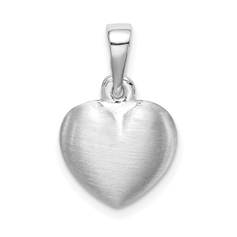 Sterling Silver Rhodium-plated Satin Heart Pendant