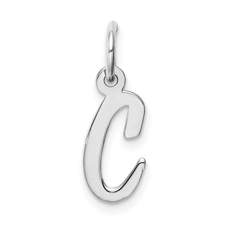 Sterling Silver Rhodium-plated Script Letter C Initial Charm - QC-E434BC70-2837