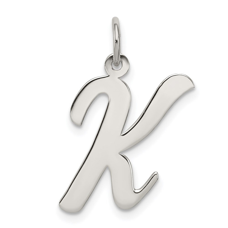 Sterling Silver Rhodium-plated Script Letter K Initial Charm - QC-EBBE75DA-6925