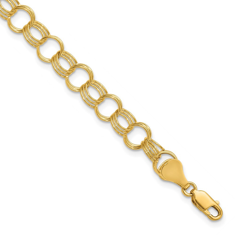 14k 7mm Solid Triple Link 7 inch Charm Bracelet - DO-AB167F7C-6194