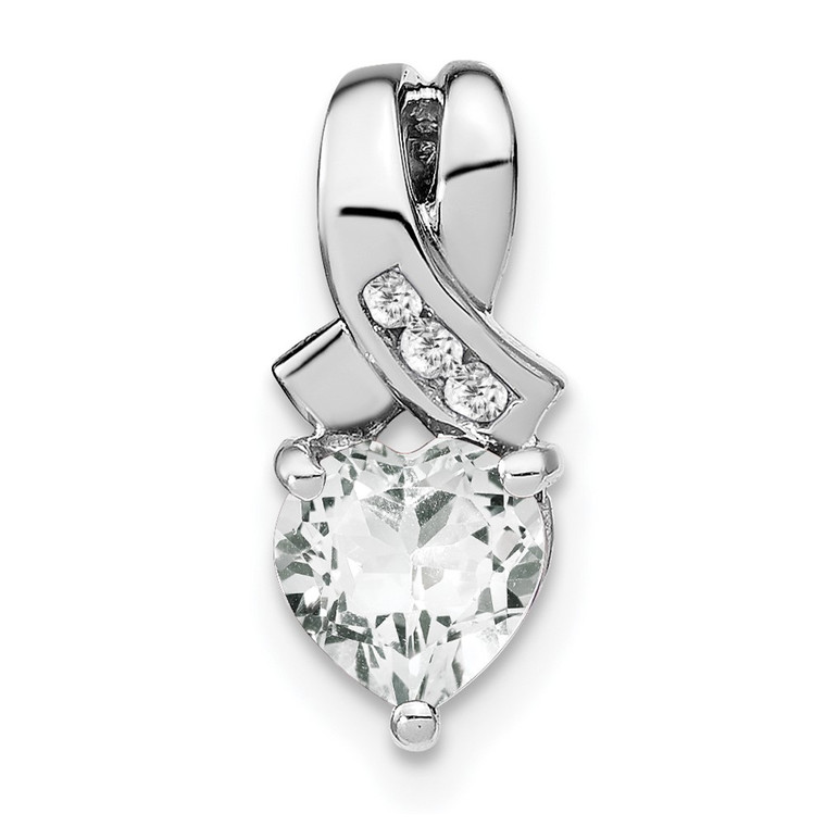 Sterling Silver Rhodium-plated White Topaz and Diamond Pendant - PM-D1AE57A8-8826