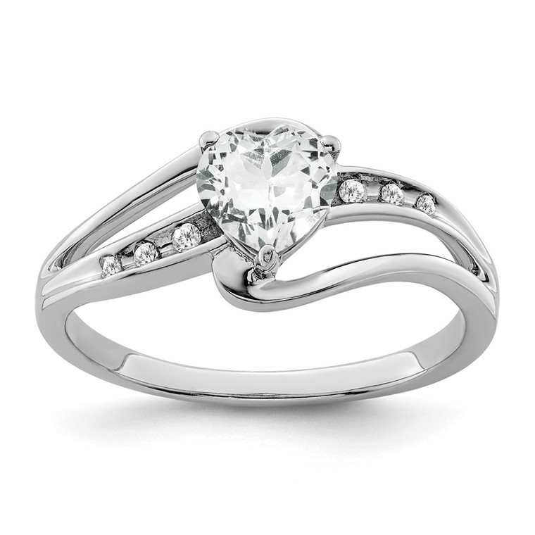 Sterling Silver Rhodium-plated White Topaz and Diamond Ring - RM-EC9F95D9-7752