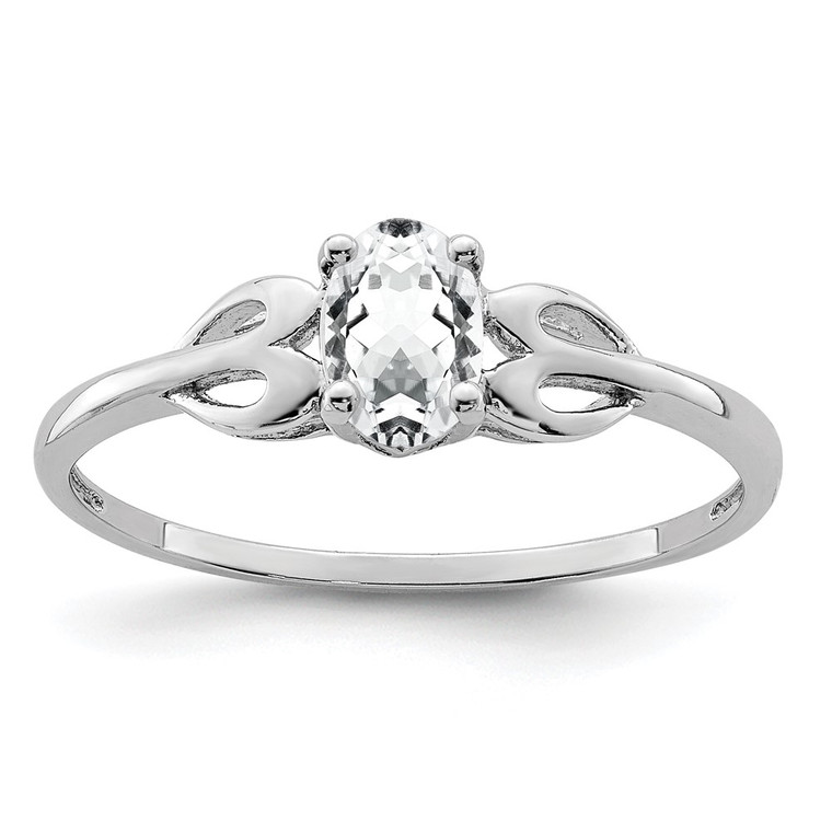 Sterling Silver Rhodium-plated White Topaz Ring - QB-827B2CDE-7018
