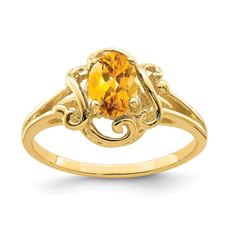14k 7x5mm Oval Citrine ring - Y2-ADA67C10-6862