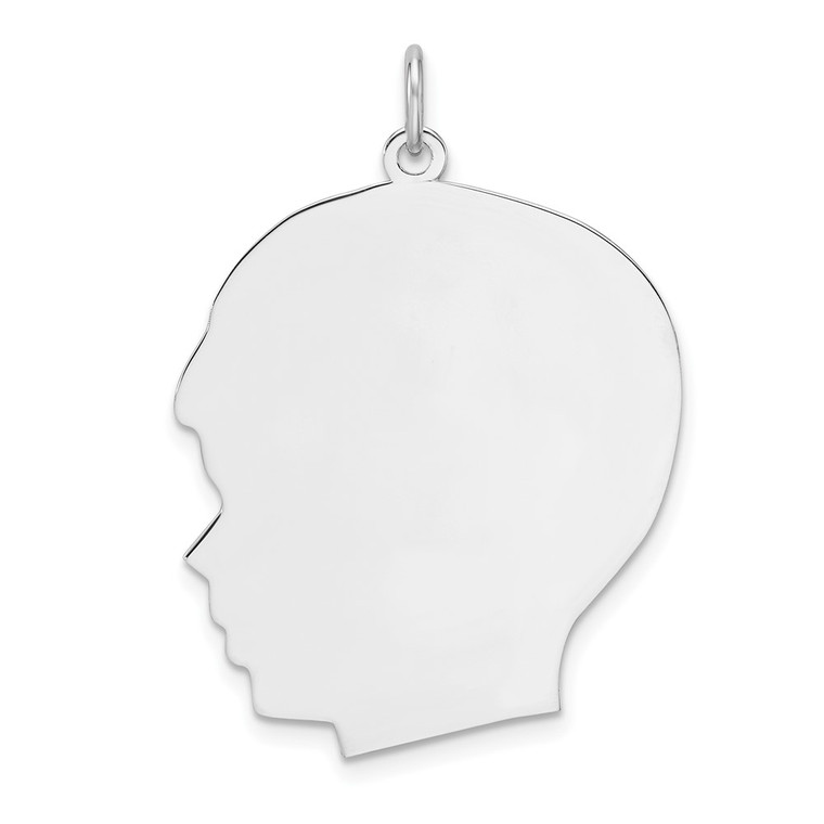 Sterling Silver Rhod-plate Eng. Boy Polished Front/Satin Back Disc Charm - QM-E10F7963-6801