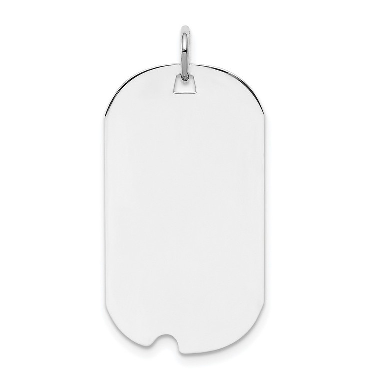 Sterling Silver Rhod-plate Eng. Dog Tag Polish Front/Satin Back Disc Charm - QM-B87264BB-2142