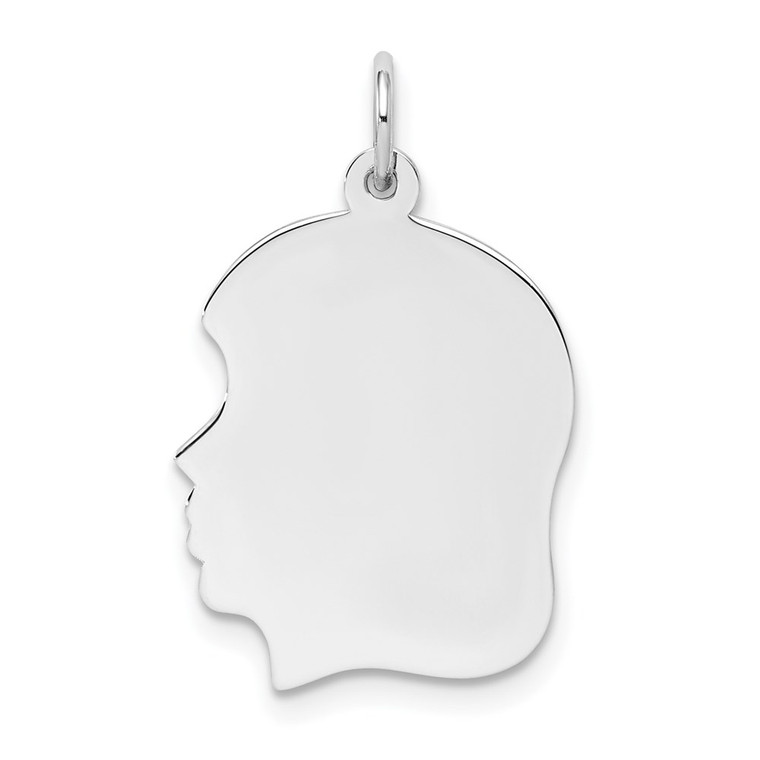 Sterling Silver Rhod-plate Eng. Girl Polished Front/Satin Back Disc Charm - QM-223106A0-8008