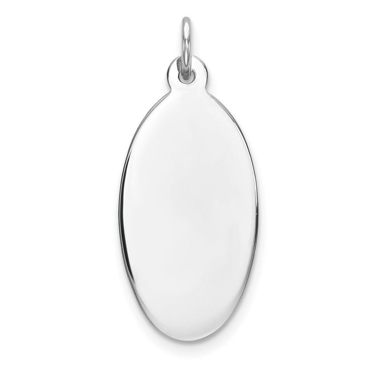 Sterling Silver Rhod-plate Eng. Oval Polish Front/Satin Back Disc Charm - QM-64948BE6-1907