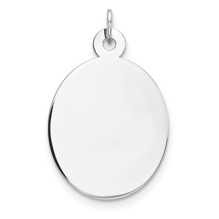 Sterling Silver Rhod-plate Eng. Oval Polish Front/Satin Back Disc Charm - QM-DCBB5C29-5109