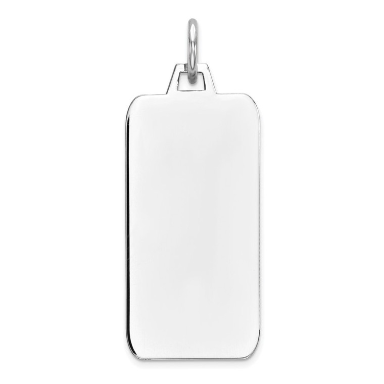 Sterling Silver Rhod-plate Eng. Rect. Polish Front/Satin Back Disc Charm - QM-340C6BDC-8159