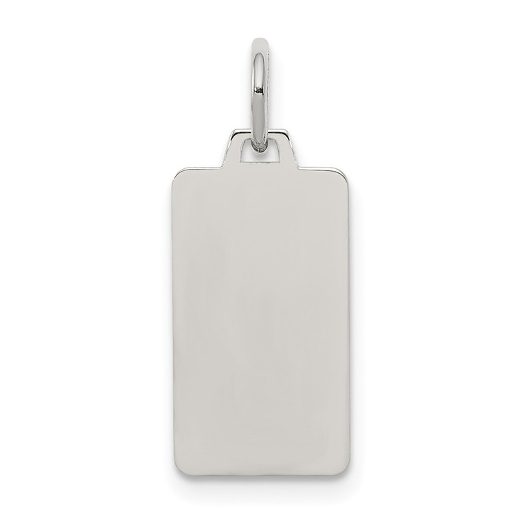 Sterling Silver Rhod-plate Eng. Rect. Polish Front/Satin Back Disc Charm - QM-773C8BE6-3598