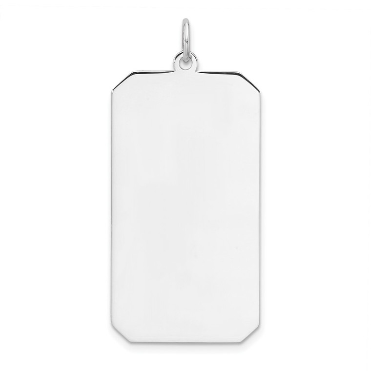 Sterling Silver Rhod-plate Eng. Rect. Polish Front/Satin Back Disc Charm - QM-BAF53138-4579