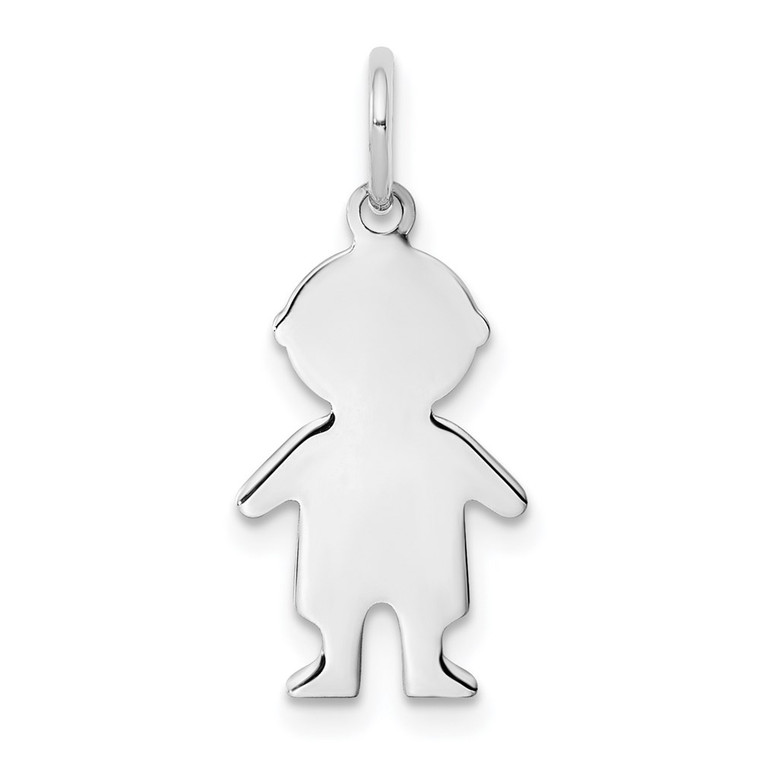 Sterling Silver Rhod-plated Eng. Boy Polished Front/Back Disc Charm - QM-82D85144-1887