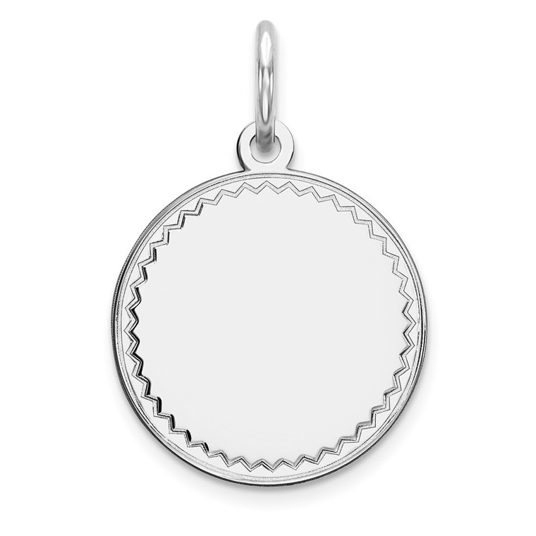 Sterling Silver Rhod-plated Eng. Rnd Polish Front/Back Disc Charm - QM-5FDF5D7A-4523