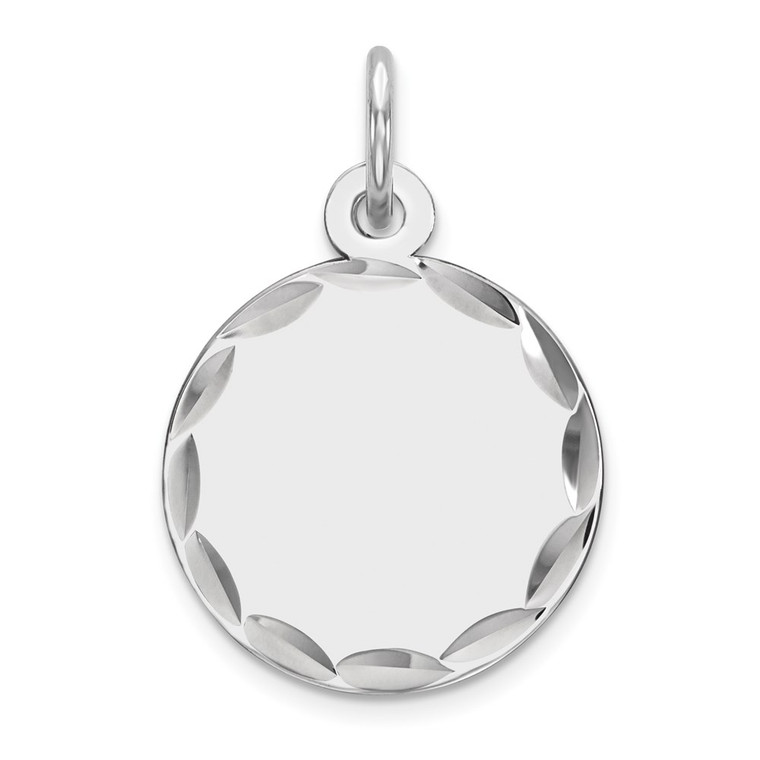 Sterling Silver Rhod-plated Eng. Rnd Polish Front/Satin Back Disc Charm - QM-6F102096-4937