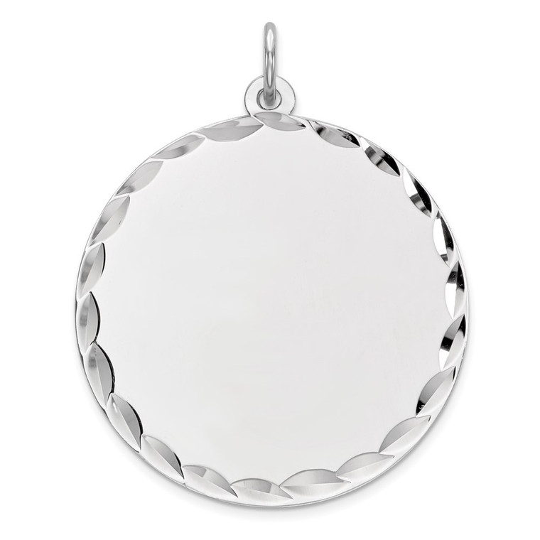 Sterling Silver Rhod-plated ENG. Round Polish Front/Satin Back Disc Charm - QM-55063CC3-9202