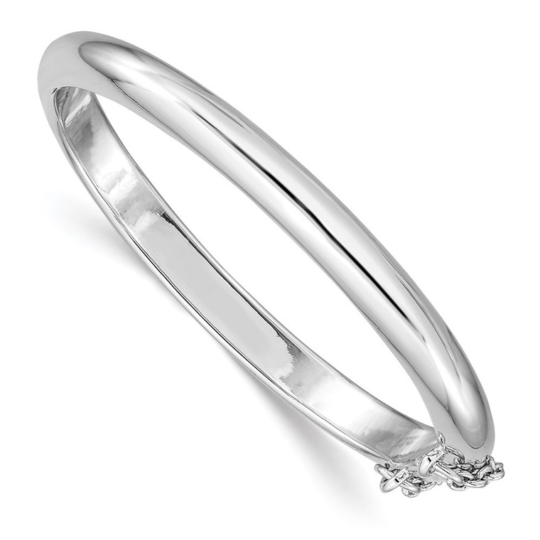 Sterling Silver RH-plated Polished 5mm w/ Safety Hinged Children's Bangle - QB-0857D807-9352