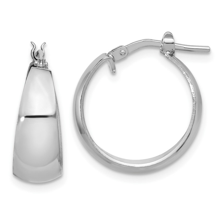 Sterling Silver RH-plated Polished Tapered Round SM Hoop Earrings - QE-FC06BB85-8017