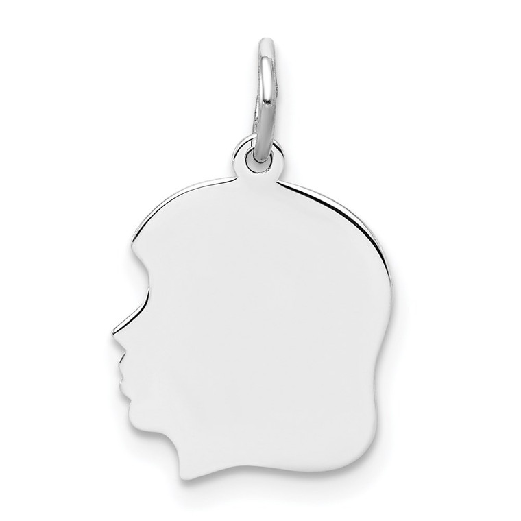 Sterling Silver Rh-plt Engraveable Girl Disc Charm Polish on Front/Back - QM-74BD62E6-9763