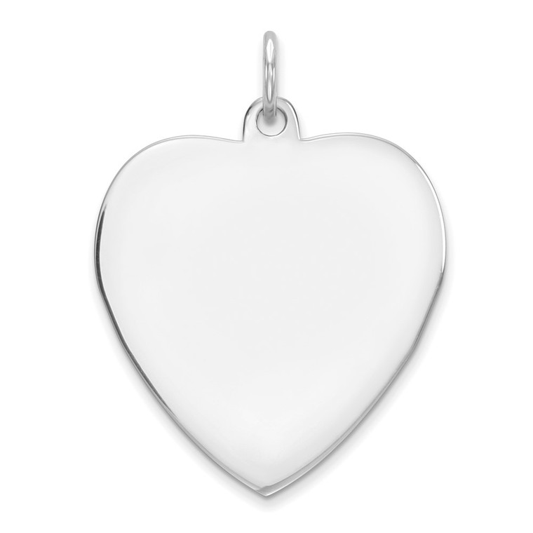 Sterling Silver Rh-plt Engraveable Heart Polished Front/Back Disc Charm - QM-C2339C47-4211