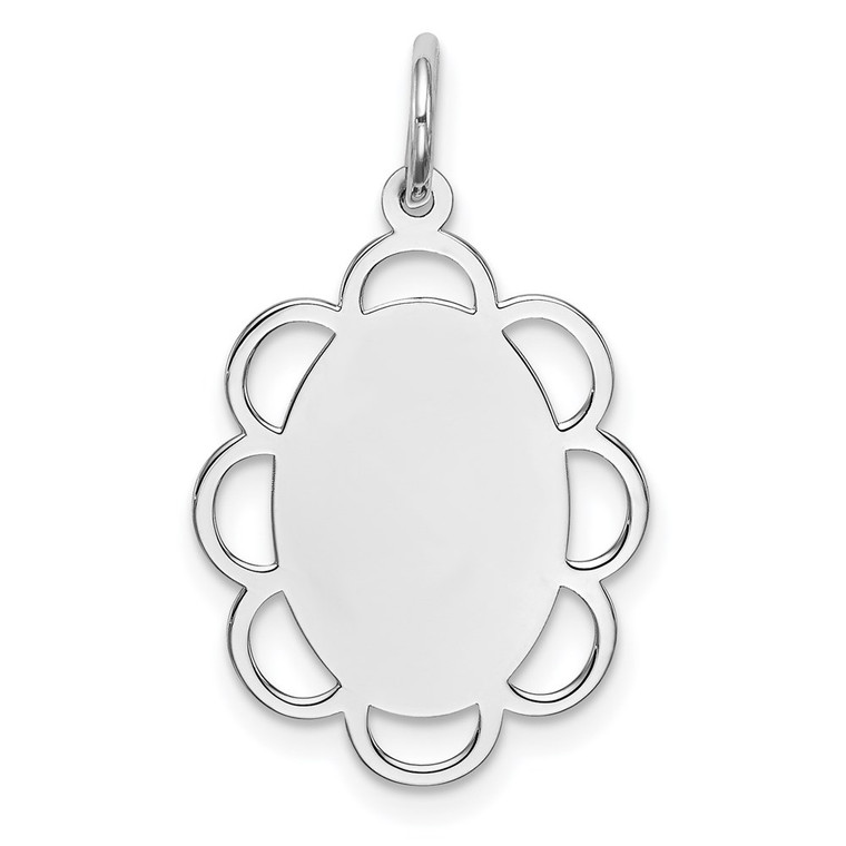 Sterling Silver Rh-plt Engraveable Polished Front/Satin Back Disc Charm - QM-6A63A253-1445
