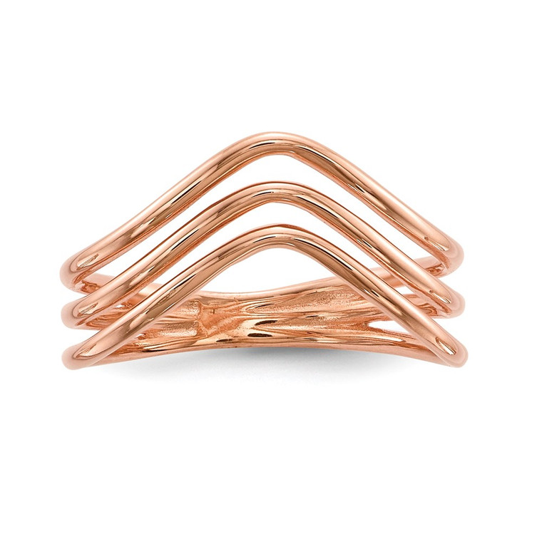 Sterling Silver Rose-tone 3-band Ring - QR-B9B067BC-1955