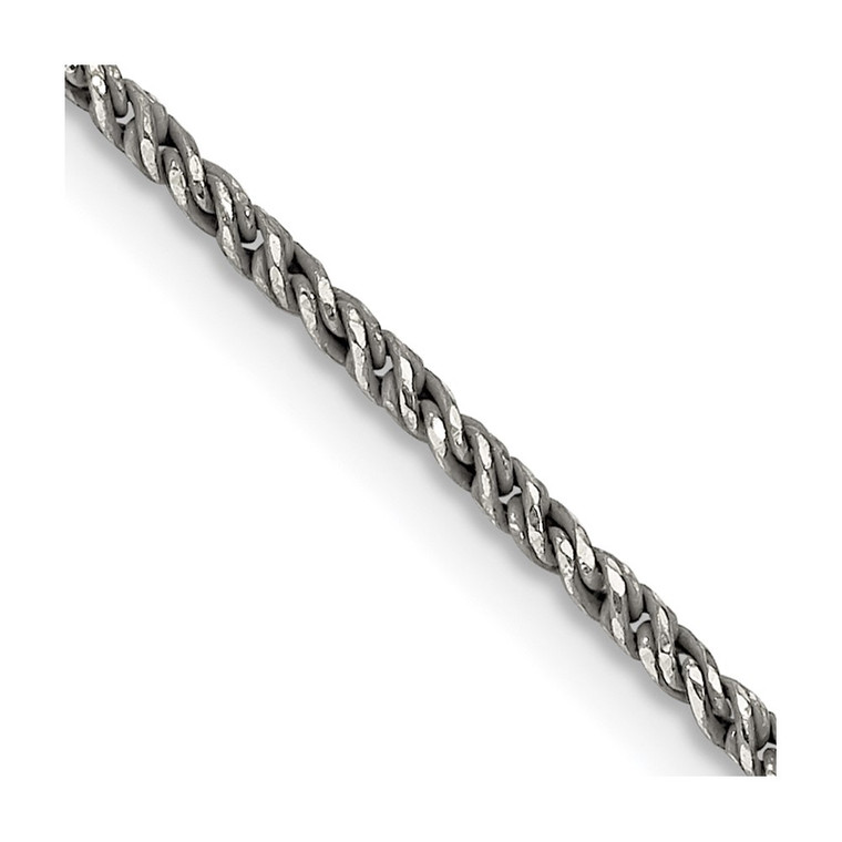 Sterling Silver Ruthenium-plated 1.7mm Twisted Tight Wheat Chain - QF-F7FD8A08-3863
