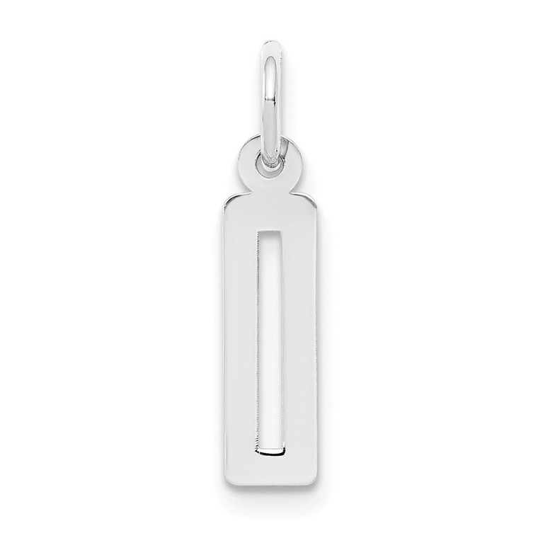Sterling Silver/Rhodium-plated Elongated Polished Number 0 Charm