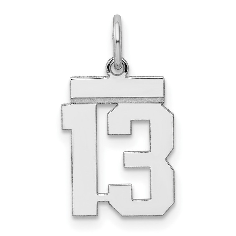 Sterling Silver/Rhodium-plated Polished Number 13 Charm - QS-8C6A2A03-6645