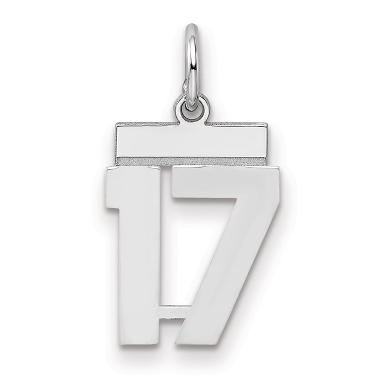 Sterling Silver/Rhodium-plated Polished Number 17 Charm - QS-DCC409D7-9941