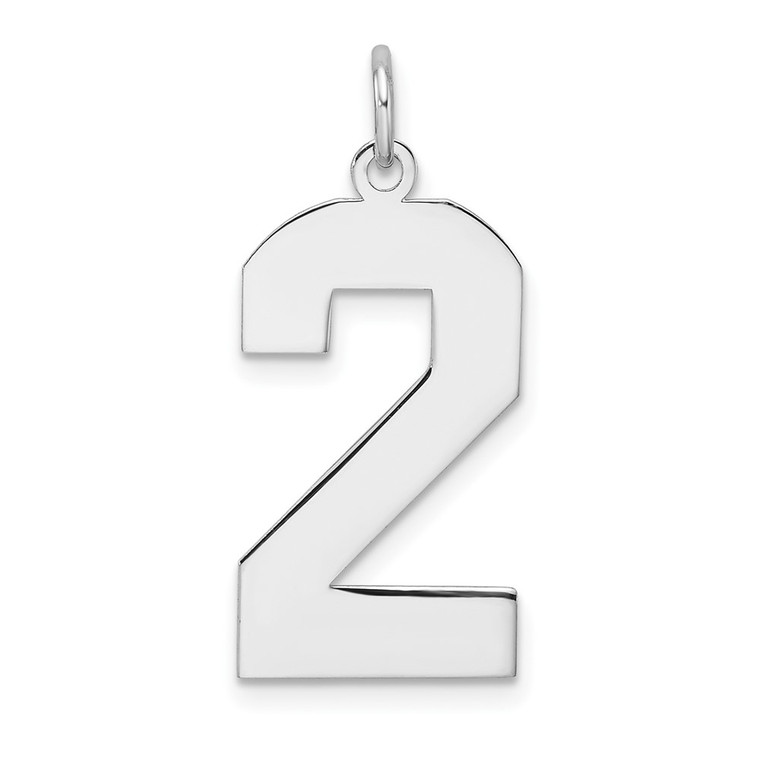 Sterling Silver/Rhodium-plated Polished Number 2 Charm - QP-633251F2-9310