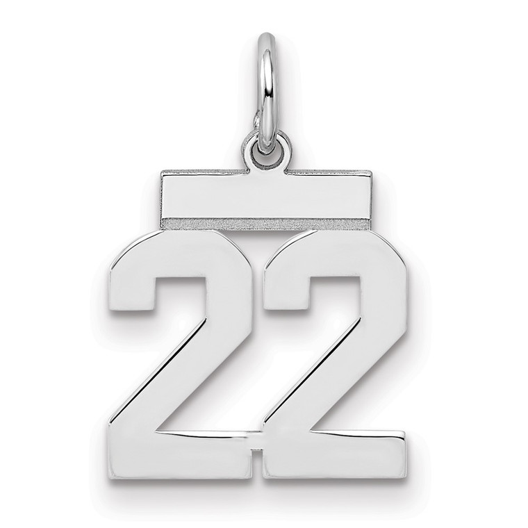 Sterling Silver/Rhodium-plated Polished Number 22 Charm - QS-847FD0D0-4774