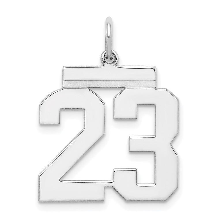 Sterling Silver/Rhodium-plated Polished Number 23 Charm - QM-B514852B-6375