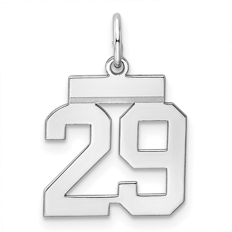 Sterling Silver/Rhodium-plated Polished Number 29 Charm